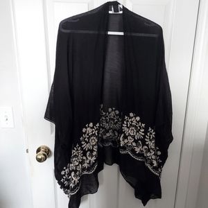 Floral Patterned Open Front Poncho